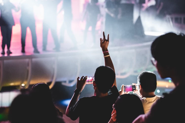 Fans Cheering At Live Concert Gig