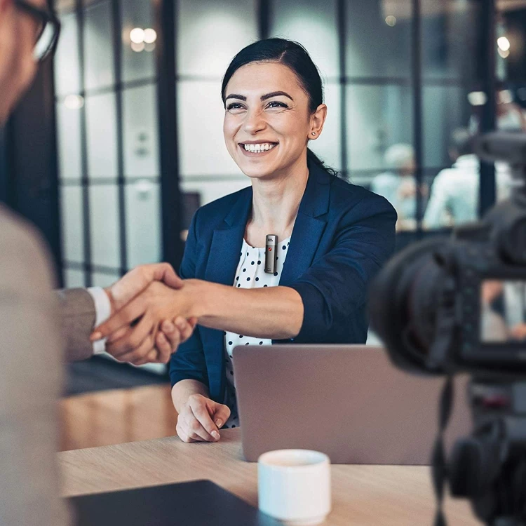 Woman Wearing Pixel UHF Microphone